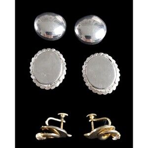Vintage Signed CORO & ALICE Silver Unpierced Clip-On Screwback Earrings Lot of 3